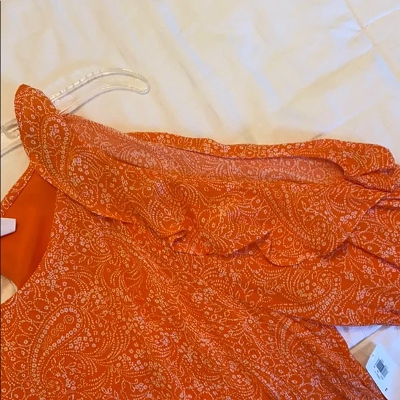 Old Navy Orange Paisley Open Shoulder Dress - Picture 8 of 13